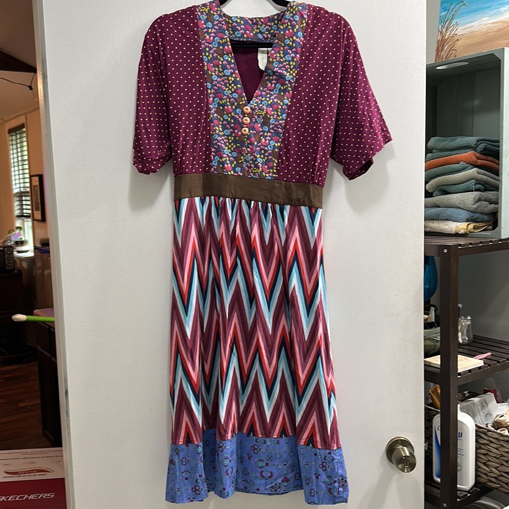 Matilda Jane Maroon Polka Dot & Floral Midi Dress - Picture 2 of 3